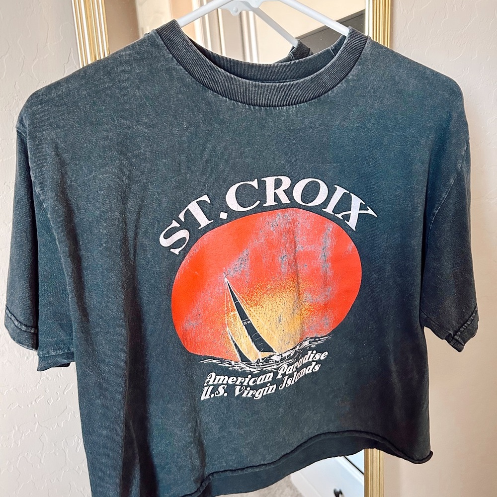 Brandy Melville Charcoal Grey Graphic T-shirt